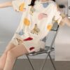 LOUIS LUXE Womens Night Dress || Short Pyjama Set || Nightsuit || Women Nightwear ||Round Neck Short Sleeve Nightsuit || Loungewear || Everyday Nightdress (ND-01-OFFWHITE-S) - Image 2