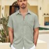 Lymio Regular Fit Shirt for Men|| Men Stylish Regular Fit Shirt (Resort-Slub) (in, Alpha, L, Pista) - Image 4