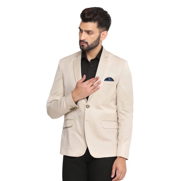 TAHVO Men's Single Breasted Regular Fit Blazer for Occasion, Weddings, Party (Beige, 42)