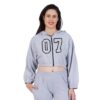 hotfits Women's Casual Grey Crop Top Long Sleeve Zip Up Hooded Sweatshirt | Stylish Dresses | Night, Gym, Vacation Wear - XL - Image 5