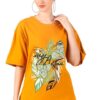 Pack of 2 Women's Printed Drop Shoulder Half Sleeve Loose Fit Oversized T-Shirt Casual T-Shirt for Womens and Girls (in, Alpha, M, Regular, Mustard-Navy) - Image 5