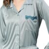 AV2 Women's Satin Solid Pajama Set (Grey_Large) - Image 4