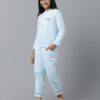 Under Fourteen Only Checker Cotton Nightwear Set with Top & Pyjama for Girls, Half Sleeve Brushed Flannel Nightsuit/Sleepsuit/Sleepwear/Loungewear Combo Set for Kids (2-3 Years, Blue) - Image 4