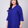 Indietoga Women's Plus Size Casual Rayon Longline Shirt Tops (P10001455_Blue Solid_6Xl, Tunic Shirt) - Image 4