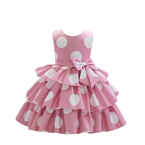 Niren Enterprise Baby-Girl's Satin Blend A-Line Knee-Length Pink Polka DOT Frock P5-E0BM-ZDBC 2 Years-3 Years