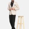TAHVO Men's Single Breasted Regular Fit Blazer for Occasion, Weddings, Party (Beige, 42) - Image 3