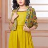 White Button new lemon sequence work with floral print jacket style indowestern palazzo set for girls (13-14 Years) - Image 3