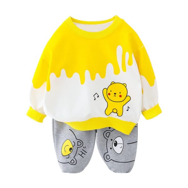 Googo Gaaga Boy's Cotton Full Sleeves Sweatshirt with Pant Set (Yellow)