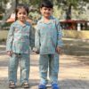 ALENJAN Pure Cotton Kids Night Dress for Girls and Boys | Nightwear | Sleepsuit | Sleepwear | Loungewear | Night Suit for Girls | Top and Pyjama Set for Girls and Boys | 5 yr to 6 Yr Sea Green - Image 3