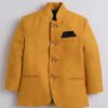 Kuwarshah kids royal look contrast mustard yellow jodhpuri with black trouser pant sherwani indo western set for boys - Image 4
