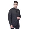 AURALOOM Men's Solid Cotton Full Sleeve Blazer for Men - Perfect for Weddings, Festive, Tweed Suiting Blazer with Curved Hem, 2 Front Pockets (in, Numeric, 44, Regular, G-Black) - Image 4