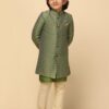 KISAH Kids Sherwani Cotton Blend Woven Design Indo-Western Sherwani for Kids, Green, 7-8 Years - Image 6