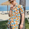 GRECIILOOKS Men Rayon Casual Regular Fit Co-Ord Set (Orange, Small) - Image 4