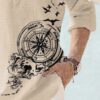 DEELMO Men's Cotton Blend Geometric Regular Fit Shirt (MON321_CHIKU_Down Round_Print_40_Beige - Image 5