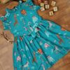 TAGAS Toddler Girls Ruffle Trim Cartoon Graphic Dress (4-5 Years) Blue - Image 3