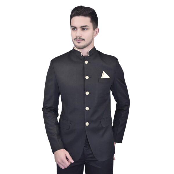 AURALOOM Men's Solid Cotton Full Sleeve Blazer for Men - Perfect for Weddings, Festive, Tweed Suiting Blazer with Curved Hem, 2 Front Pockets (in, Numeric, 44, Regular, G-Black)