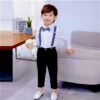 SAGAR IMPEX Boys Cotton Blend Solid Full Sleeves Shirt and Pant Set with Suspender and Bow Tie | Clothing Set for Boys (White, 7 Year) - Image 2