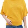 Zilcon Women Fashion Ribbed Batwing Sleeves Bagy Balloon Style Fit Top for Women t Shirts Women Formal, Casual, Office, Date, Outing, Party Tops (in, Alpha, L, Regular, Yellow) - Image 5
