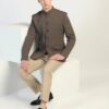 TAHVO Men's Formal Blazer | Wedding Indo-Western Coat | Mandarin Collar Suit Jacket (in, Numeric, 34, Brown) - Image 3