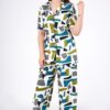 Mintmarie Women's Collared Neck Printed Night Suit Set - Top and Pajama Set, Soft Cotton Sleepwear for Women, Comfortable Loungewear, Full Sleeve Nightwear, Size-3XL Teal - Image 6