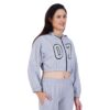 hotfits Women's Casual Grey Crop Top Long Sleeve Zip Up Hooded Sweatshirt | Stylish Dresses | Night, Gym, Vacation Wear - XL - Image 4