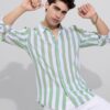 U-TURN Casual Slim Fit Shirt For Men| Latest Shirt For Men| Men Stylish Shirt | Men Printed Striped Shirt (Lightgreen; Medium) - Image 3