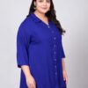 Indietoga Women's Plus Size Casual Rayon Longline Shirt Tops (P10001455_Blue Solid_6Xl, Tunic Shirt) - Image 2