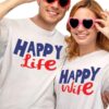 EPIKO Happy Wife Happy Life Statement Tshirts for Couple | Husband and Wife Matching Couple Tshirt (Combo of 2) - Image 4