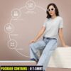 Sleepynuts Cotton Half Sleeve Round Neck Tshirt for Women Pack of 4 Loose Fit Solid T-Shirts Combo (Sky Blue,Periwinkle,Winslow,Light Pink - Small) - Image 6