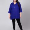 Indietoga Women's Plus Size Casual Rayon Longline Shirt Tops (P10001455_Blue Solid_6Xl, Tunic Shirt) - Image 3