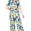 Mintmarie Women's Collared Neck Printed Night Suit Set - Top and Pajama Set, Soft Cotton Sleepwear for Women, Comfortable Loungewear, Full Sleeve Nightwear, Size-3XL Teal - Image 5