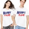 EPIKO Happy Wife Happy Life Statement Tshirts for Couple | Husband and Wife Matching Couple Tshirt (Combo of 2) - Image 5