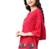 Yash Gallery Women's Cotton Slub Patch Work Regular Fit Straight Top For Women (237Yk345Pink_Pink_Xxx-Large) - Image 6