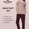 Litelooks Women's Premium Cotton Print Night Suits – Comfortable & Stylish Pajama Set with Pockets (Chocolate, M) - Image 5