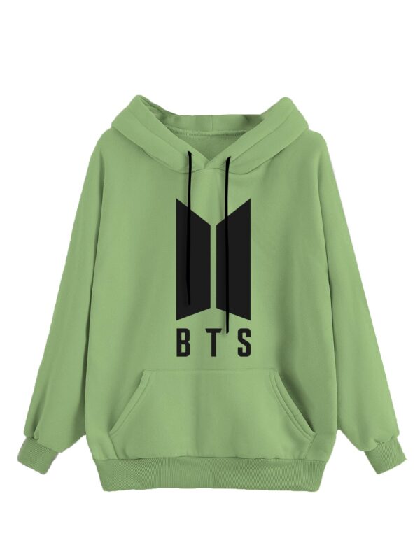 FUNKY MONKEY Women's Cotton Blend Hooded Neck Hooded Sweatshirt (BTS_Purple_Hoodie_Pista Green_2XL)