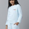 Under Fourteen Only Checker Cotton Nightwear Set with Top & Pyjama for Girls, Half Sleeve Brushed Flannel Nightsuit/Sleepsuit/Sleepwear/Loungewear Combo Set for Kids (2-3 Years, Blue) - Image 3