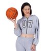 hotfits Women's Casual Grey Crop Top Long Sleeve Zip Up Hooded Sweatshirt | Stylish Dresses | Night, Gym, Vacation Wear - XL - Image 2
