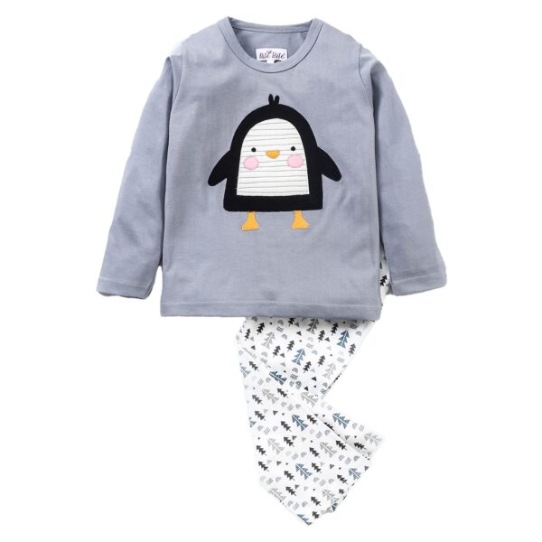 NITE FLITE Girls and Boys Unisex Arctic Penguin Printed 100% Cotton Nightwear | Top and Pyjama Set (Multicolored,12) Multicolour