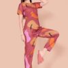 BlackBasket Women's Printed Round Neck Pyjama Set | Short Sleeve Nightsuit Set | Casual Night Dress for Women | Stylish Tshirt and Pyjama Set for Loungewear and Nightwear (RED, L) - Image 3
