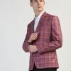 TAHVO Men's Maroon Checkered Blazer with Notch Lapel - Formal and Stylish (in, Numeric, 42, Maroon Checkered) - Image 4