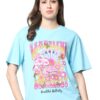 Preneum 100% Pure Cotton Oversized Loose Baggy Fit Drop Shoulder Half Sleeve Round Neck Cool Front Trendy Printed T-Shirt for Women/Girls (in, Alpha, 2XL, Plus, Blue & Black & Pink) - Image 7