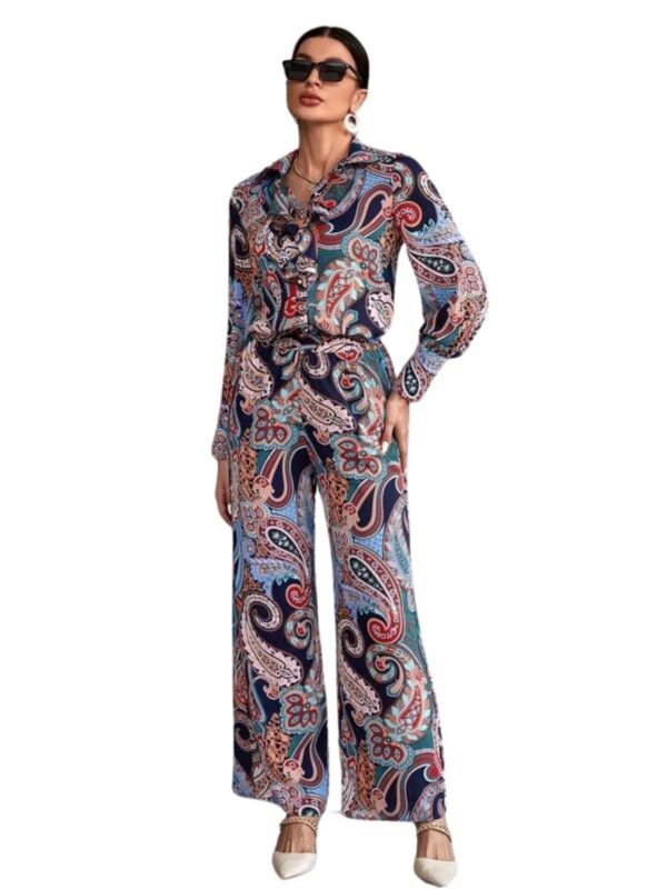 GRECIILOOKS Women's Co-Ord Set || Rayon Night Pajama Set || Night Suits for Women || Printed Nightwear Set || Loungewear || Home Wear for Women || Pajama Sets for Women (Large, Blue)