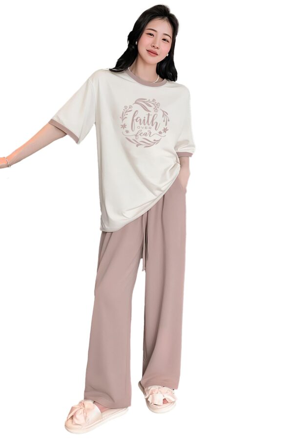 BLACKSTEP Women's Cotton Blend T-Shirt & Pyjama Ethnic Co Ord Set, Printed Night Suit, Western Dress, Sleepwear with Relaxed Fit and Stylish Design (XX-Large, Pink)