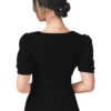 Dream Beauty Fashion Women's Polyester Asymmetric Neck Puff/Balloon Bishop Sleeve Elegant Casual Tee Top, 23" Inches (Top Paris-01-Black-M, Slim Fit),Medium - Image 3