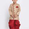 JBN Creation Boys' Biscuit and Maroon Cotton Blend Sherwani and Dhoti Pant Set_JBNBCIW124nCDMA_20 - Image 7