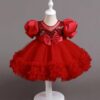 Niren Enterprise Rollar Frock net Embroidery Work Ruffle Patterned Flared Short Sleeve Girl Frock, Pack of 1 (ROLLAR Frock, 2-3Y) Maroon - Image 9
