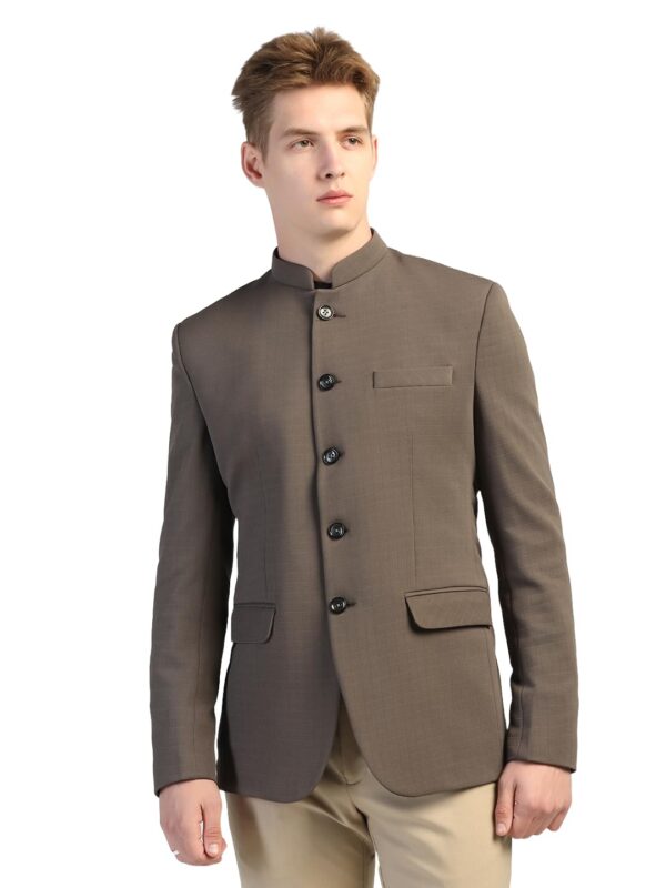 TAHVO Men's Formal Blazer | Wedding Indo-Western Coat | Mandarin Collar Suit Jacket (in, Numeric, 34, Brown)