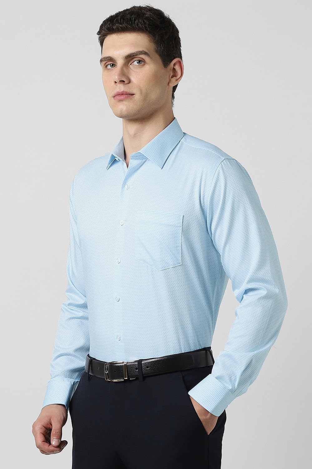 Van Heusen Men's Slim Fit Shirt (VHSFMSLBJ21344_Light Blue - Image 5