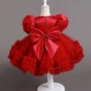 Niren Enterprise Rollar Frock net Embroidery Work Ruffle Patterned Flared Short Sleeve Girl Frock, Pack of 1 (ROLLAR Frock, 2-3Y) Maroon - Image 8