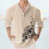DEELMO Men's Cotton Blend Geometric Regular Fit Shirt (MON321_CHIKU_Down Round_Print_40_Beige - Image 6